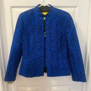 Flores & Flores Silk Y2K Textured Blazer Jacket Tank Set Animal Print Size 12